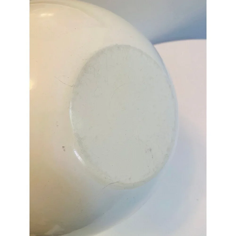 Vintage Yellow and White Enamel Bowl, 11